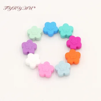 

TYRY.HU 10pcs 20mm Flower Silicone Beads For DIY Baby Teething Necklace Pacifier Clips Beads Bpa Free Silicone