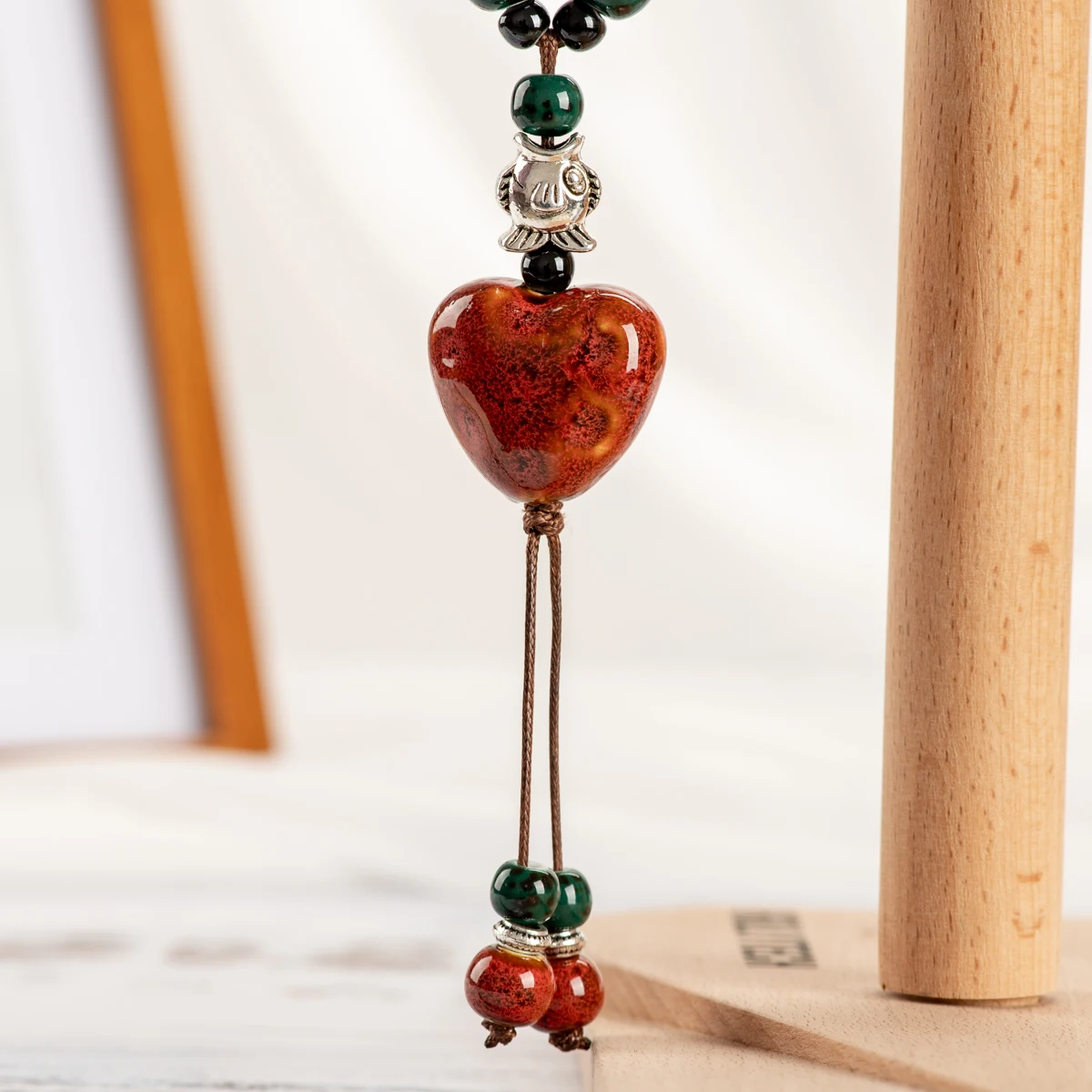 Heaert острое керамическое ожерелье с бусинами для девушек, распродажа старинных серебряных керамических бусин, Женское Ожерелье s# IY262