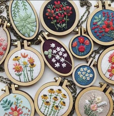 Mini Wood Embroidery Hoop Pendant Laser Cut Embroidery Frame Tiny