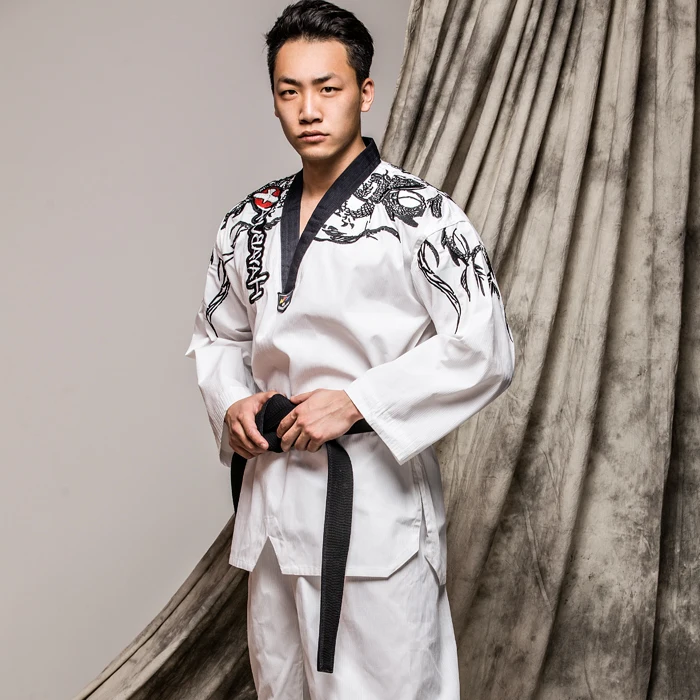 Боевые искусства TKD Tae Kwon Do v образная горловина Одежда для взрослых и детей