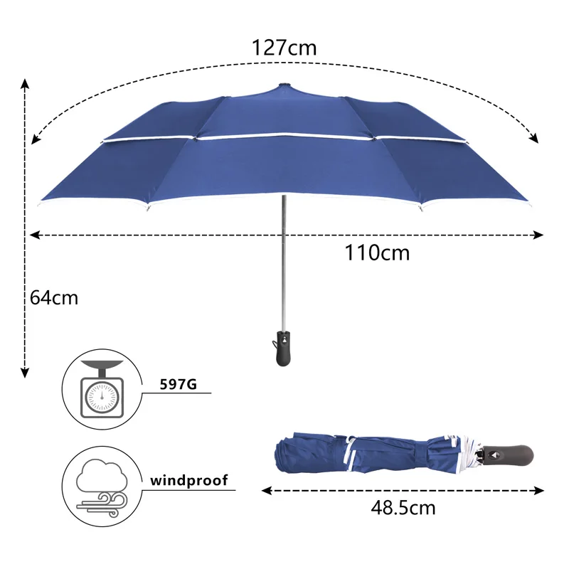 Двойной ветрозащитный гольф бизнес большой зонт мужчины дождь женщина подарок большой 2 складные зонты полуавтоматический путешествия Paraguas