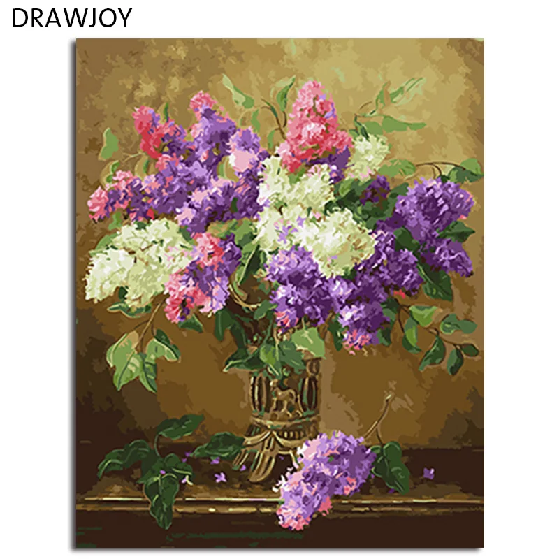 

DRAWJOY Framed DIY Painting By Numbers Flower Coloring By Numbers On Canvas Oil Painting Home Decor For Living Room Wall Art