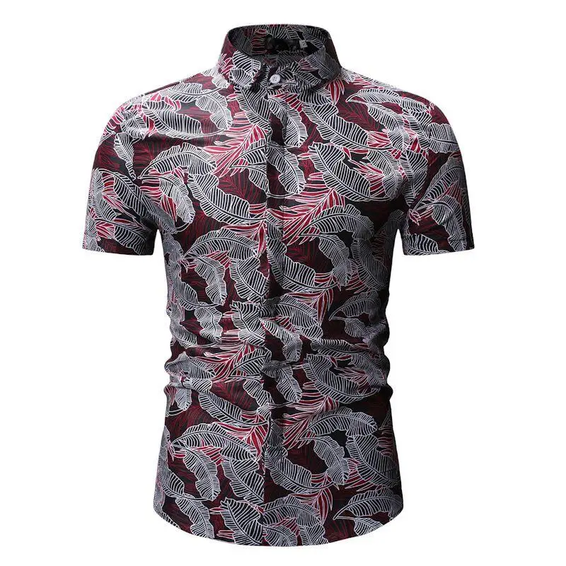

Tropical Leaves Print Short Sleeve Men Shirt Men's Clothes Casual Hawaiian Shirts Mens Blouse Man Beach style New Summer