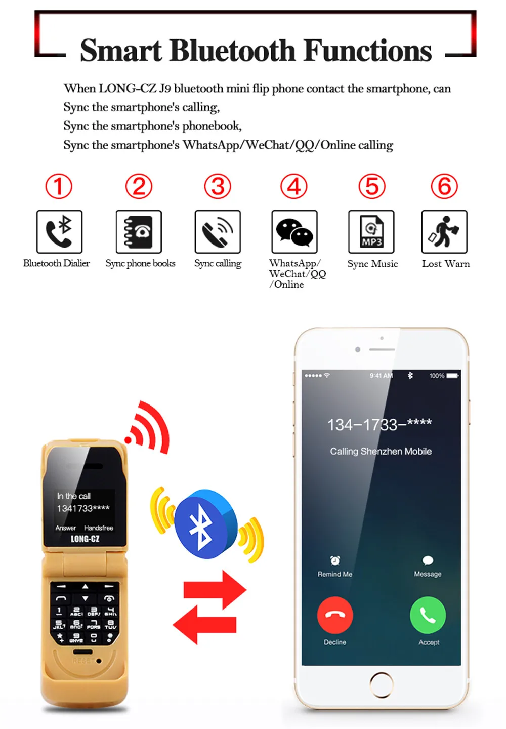 Мини флип мобильный телефон LONG-CZ J9 0,66 "маленький сотовый телефон Беспроводной Bluetooth коммуникатор FM волшебный голос громкой связи Наушники
