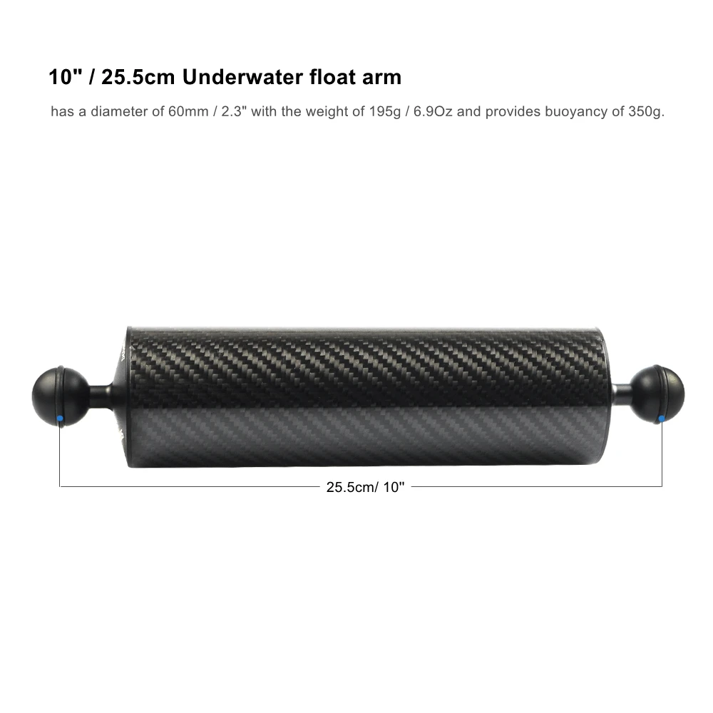 MINIFOCUS 4x" /20,5 см D60mm с двойным шарикоподшипником, плавающий из углеродного волокна для камеры для подводной съемки лоток плавучесть плавучих в форме ручки с двумя шарами рука 4 шт