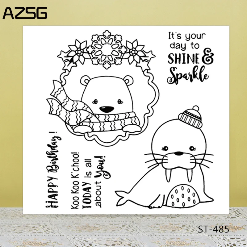 

AZSG Cartoon Cute Bear Seal Clear Stamps For DIY Scrapbooking/Card Making/Album Decorative Silicone Stamp Craft