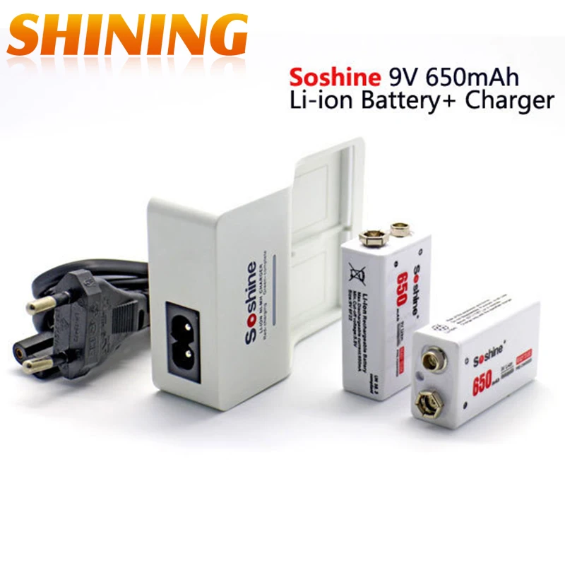 1 Piece Soshine 9V Battery Quick Charger Rapid Charger + 2 Pieces ...