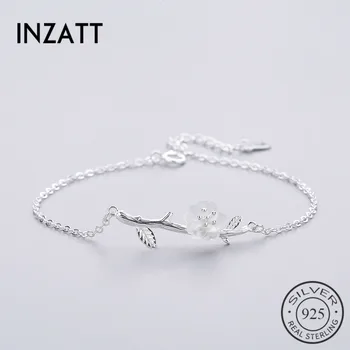 

INZATT Fashion Real925 Sterling Silver Tree White Crystal Flower Bracelet For Women Birthday Gift Charm Silver 925 Fine Jewelry