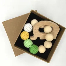 Crochet Bead Teething Ring Untreated Maple font b Teether b font with font b Organic b