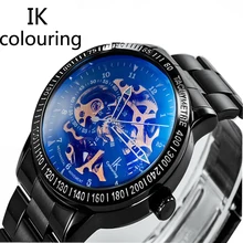 De la Original IK Colouring Marca de Fábrica Superior de Los Hombres de Alta Calidad Relojes Militares de Acero Inoxidable Automático Hombres Mecánicos Relojes Esqueleto