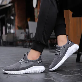 

Solid Color New Men'S Shoes Casual Comfortable Sports Shoes Light & Breathable Handsome Lace-Up Men'S Running Sports Shoes Male