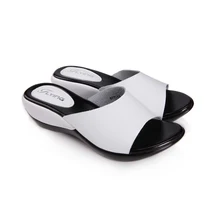 Women Wedges Slippers Sandals 2017 Summer Brand Casual Leather Women Platform Slipper Shoes For Ladies Slides Women Shoes 877-13