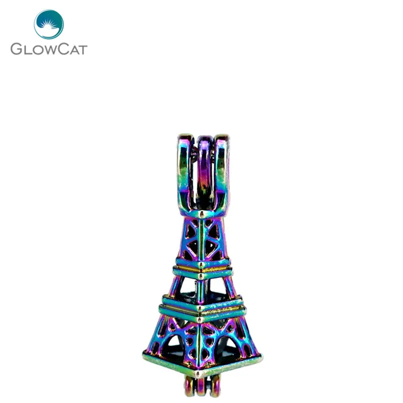 C527 5pcs/lot Rainbow Color Building Tower Pearl Cage Pendant Locket Fairytale Party | Украшения и аксессуары