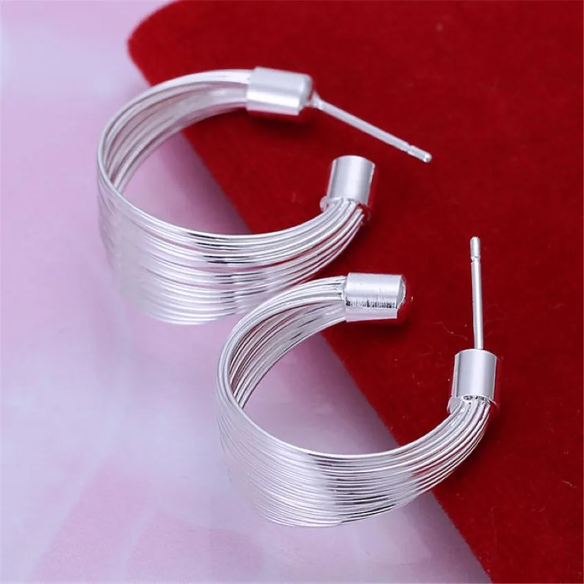 

Retro national wind silver color Stud Earrings Beautiful Girls Accessories free shipping E005