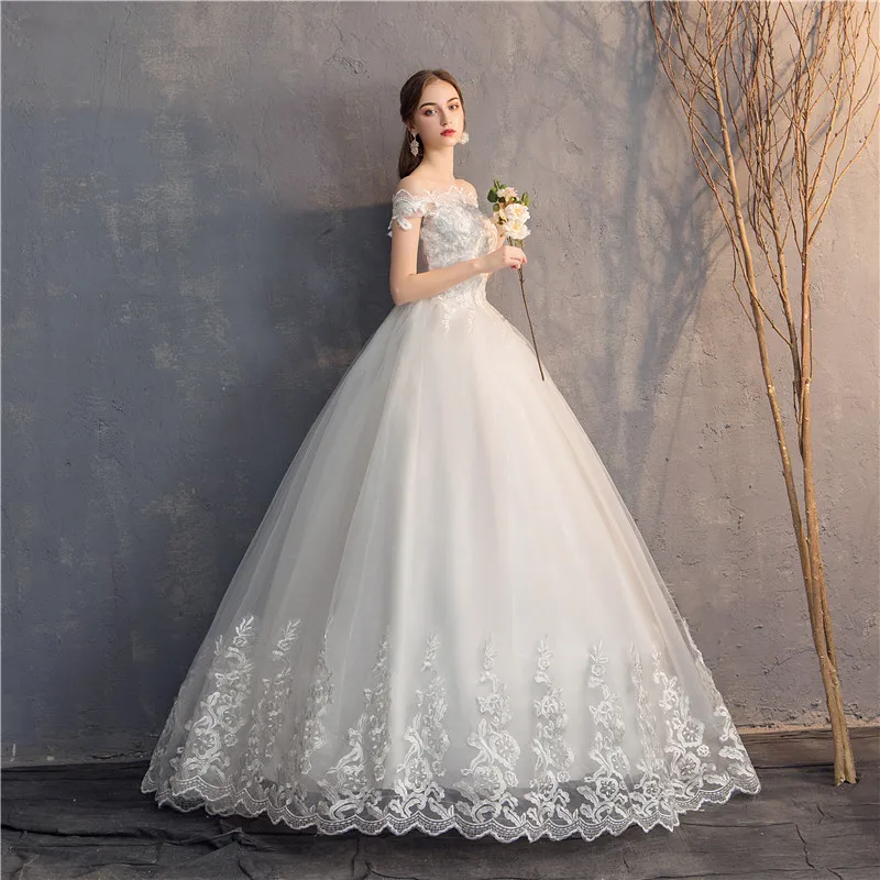 affordable wedding dresses EZKUNTZA 2022 Off The Shoulder Lace Wedding Dress Cheap Bridal Dress Made In China Simple Embroidery Vestido De Noiva reception dress for bride