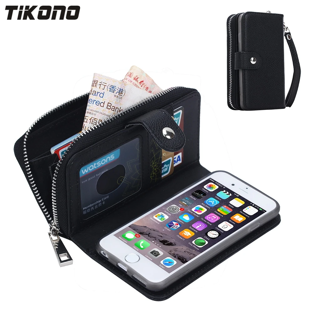 Practical Multifunction Removable Purse Zipper Wallet PU