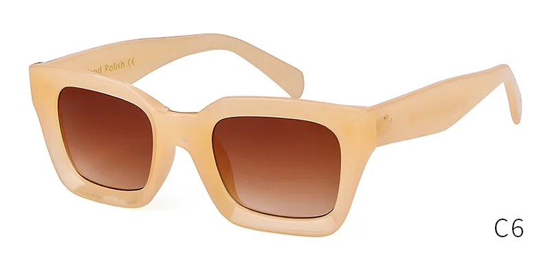 WHO CUTIE винтажные негабаритные прозрачные солнцезащитные очки для женщин Ретро дизайнерские Черепаховые заклепки оправа солнцезащитные очки оттенки OM656 - Цвет линз: C6