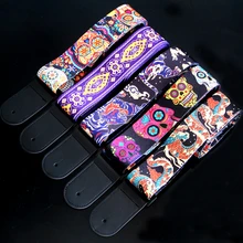 MUKU nuevo 5 colores Vintage flores rayas acústica guitarra eléctrica Correa tejido bordado telas cuero extremos Correa