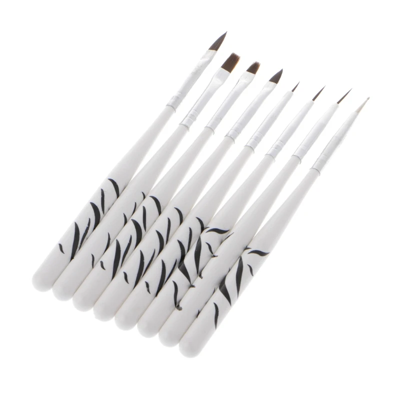

OOTDTY High Quality 8Pcs Nail Art Gel Design Pen Painting Drawing Polish Brush Dotting Tools Set New