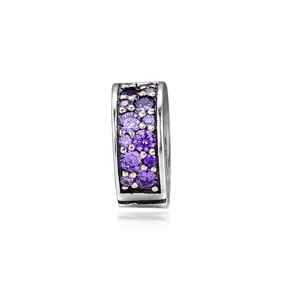 

Fits for Europe Charms Bracelets Shining Elegance Clip Beads 100% 925 Sterling Silver Jewelry with Purple CZ Free Shipping