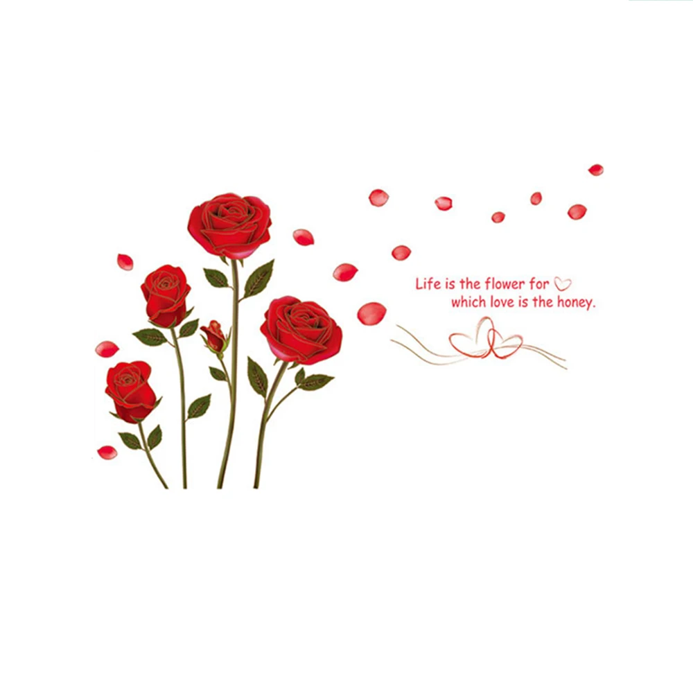 Новая Съемная Настенная Наклейка с цитатой красной розы Life Is The Flower настенная