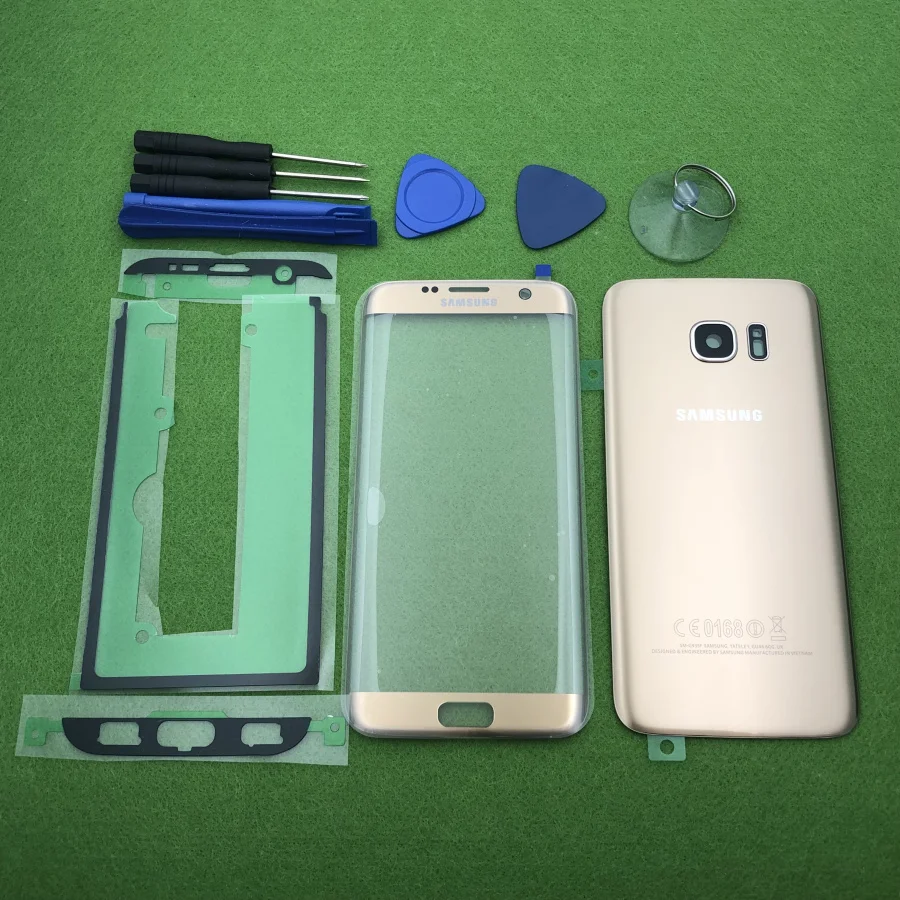 Передний экран стекло объектив для samsung Galaxy S7 Edge G935 SM-G935F Задняя крышка батареи дверь задний корпус+ наклейки инструменты