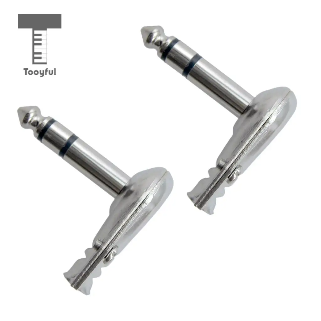 2pcs Right Angle 6.35mm 1/4'' Male Stereo Jack Phone Guitar Cable Audio Connector
