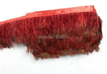 

Free shipping pheasant feather fringe red color 20 yards Pheasant feather trimming fringe for decor sewing crafts