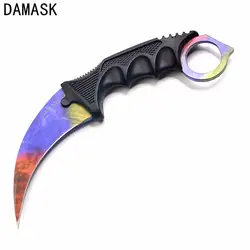 Дамаск Karambit Открытый выживания Ножи csgo Counter Strike Ножи охотничий нож ручной инструмент фиксированной Нержавеющая сталь Ножи