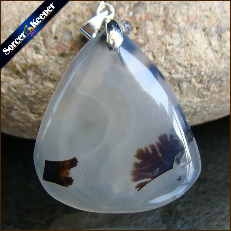 

Free Shipping Fashion Jewelry Natural Dendritic Moss Agates Stone Drop Pendant Necklace Timeless Gift For Girlfriend KS702