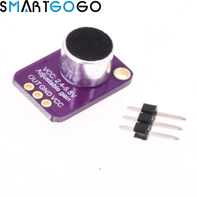 

MAX4466 Electret Microphone Amplifier Module Adjustable Gain OUT GND VCC Amplifier Board 2.4-5V DC For Arduino