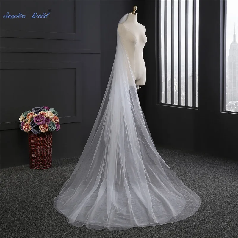 

Favordear 2019 New Simple Tulle Wedding Veil 300cm 2 Layers Cathedral Length Bridal Veil White Ivory Cheap Veil