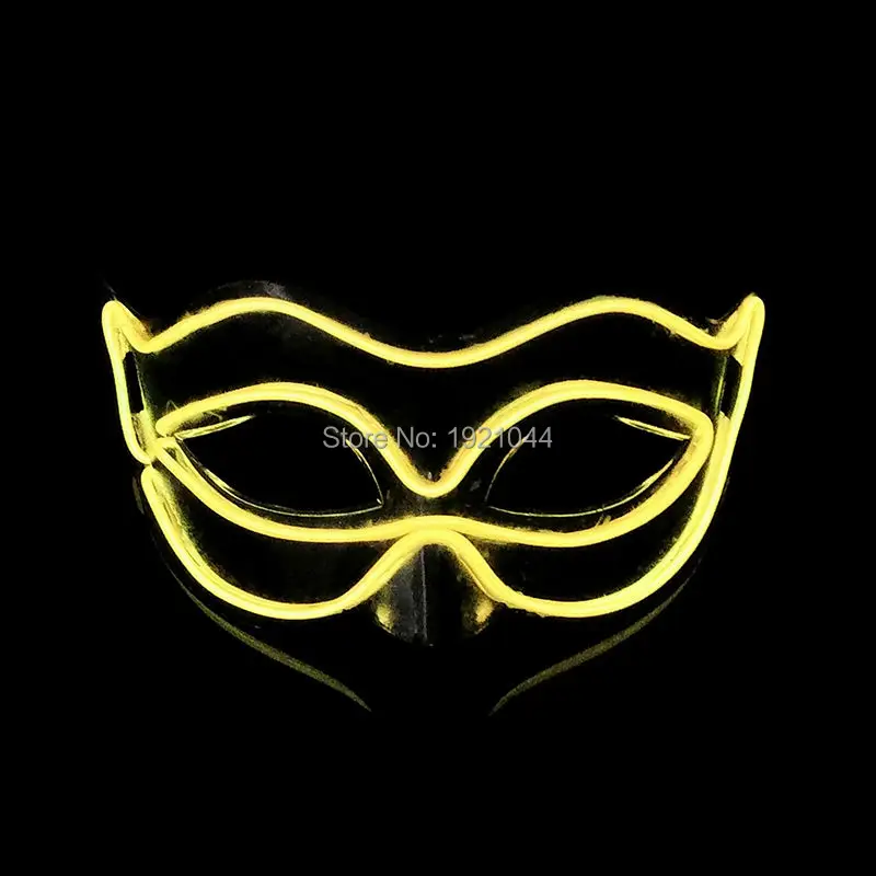 Cheap El Wire Light Up for Party Rave DJ Club Event Party Mask 50pcs Glowing Keaton Mask Powered by2-AAA batteries