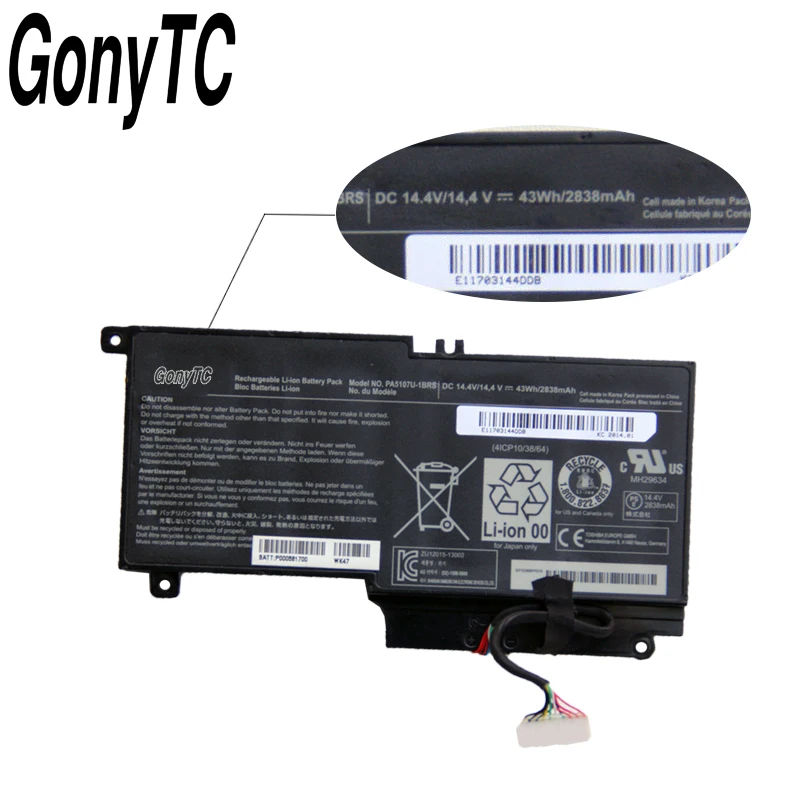 GONYTC Original PA5107U 1BRS Аккумулятор для Toshiba Satellite L45 L45D L50 S55 P55 L55 L55T P50 A P55|Аккумуляторы