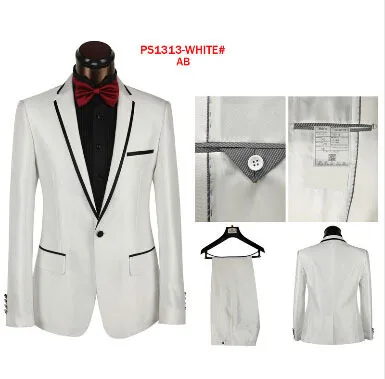 Изготовлено на заказ, чтобы измерить мужские костюмы на заказ, белая куртка + черный заостренный лацкан + черные брюки и галстук