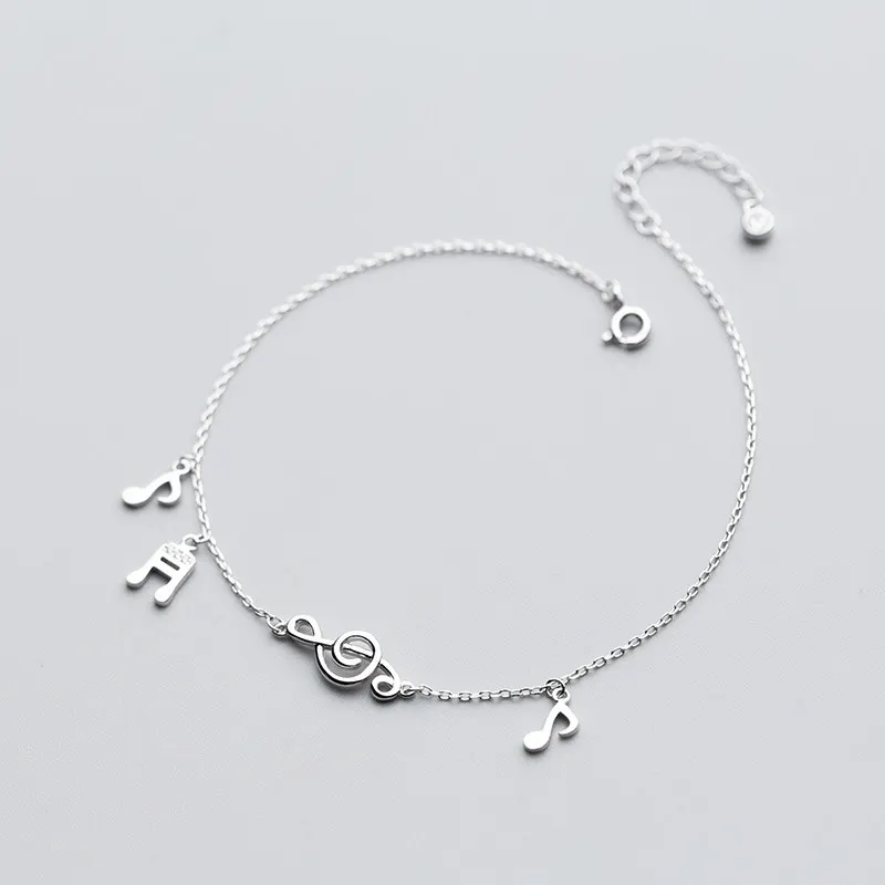 

Cute Music Note 925 Sterling Silver Charm Anklets For Women Barefoot Leg Chain Ankle Foot Bracelet Girls Lady Summer Jewelry