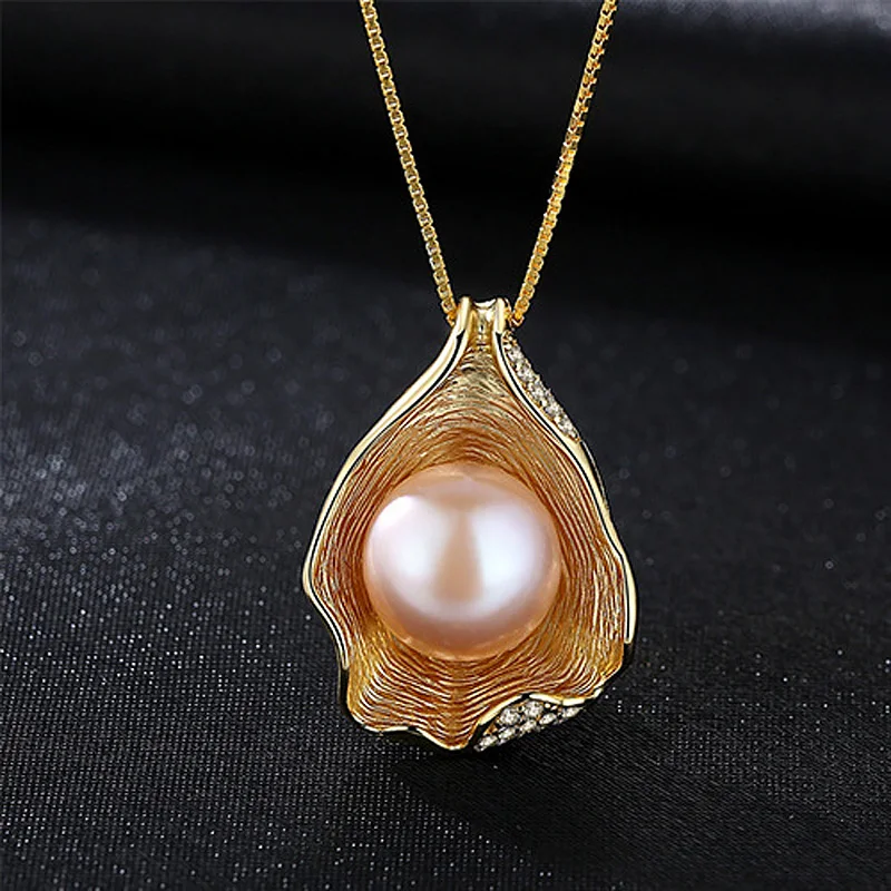 

FreshWater Pearl Pendant Necklace Elegant Ladies chain Necklace 925 Sterling Silver fashion charm for women girl lover Christmas