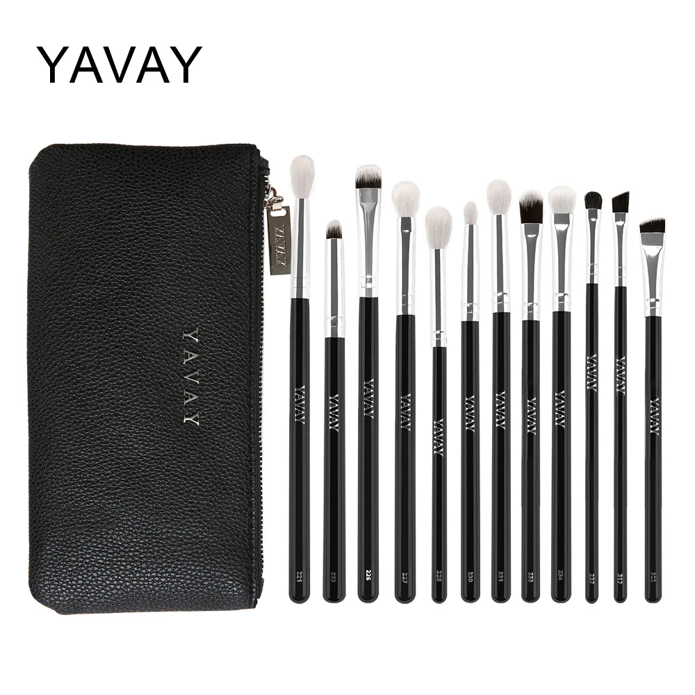 

YAVAY 12 PCS/set Eyeshadow Eyeliner Blending Pencil Brushes Luxury Professional Complete Eye Makeup Brush Set High Quality