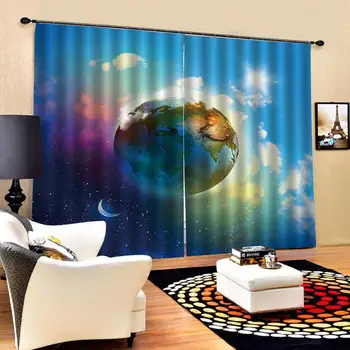 

Luxury Blackout 3D Window Curtains For Living Room Bedroom Customized size blue curtains Decoration curtains
