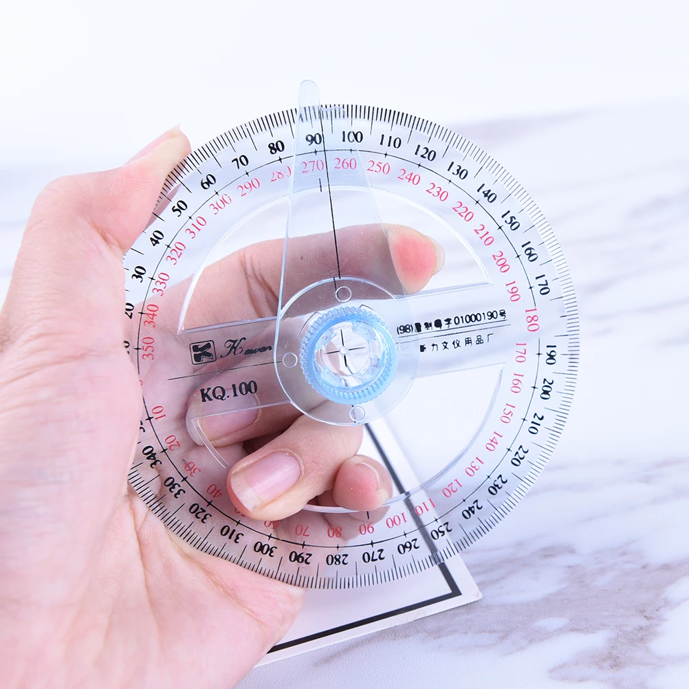 Hot Sale All Circular 10cm Plastic 360 Degree Pointer Protractor Ruler 
