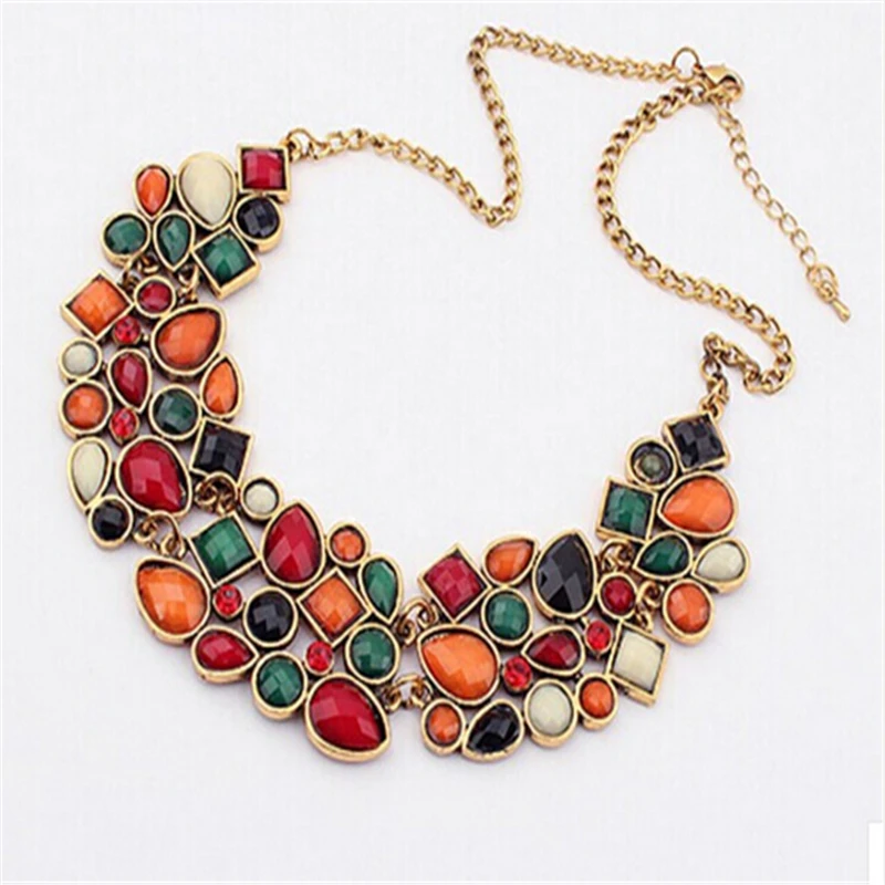 

Bohemia Ethnic Necklace & Pendant Multi Layer Beads Jewelry Vintage Statement Long Necklace Women Handmade Acrylic Jewelry