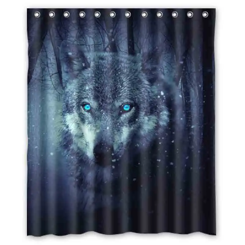 &quotFantasy Wolf&quot в темноте Зимний лес занавески для душа индивидуальный дизайн