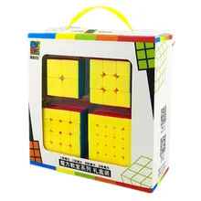 Кубик рубика Moyu, комплект из 4 предметов, 2x2x2 3x3x3, 4x4x4, 5x5x5 магических кубов подарочный набор игрушки без стикеров для детей MF2S MF3S MF4S MF5 куб, игрушка