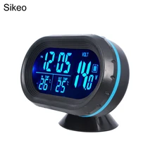SIKEO авто часы термометр светодиодный освещенный DC12-24V цифровой автомобильный двойной датчик температуры вольтметр тестер напряжения монитор