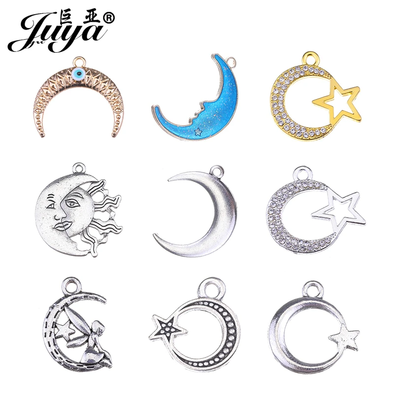

JUYA 10pcs/lot multiple style moon and star charms pendant for women necklace pendant bracelet jewelry making DIY Accessories