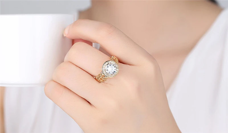 DODO Classic Hollow Round AAA Zircon Ring Luxury Gold Color Wedding Jewelry Rings For Women Femal Men feminino aneis bijoux R244 (3)