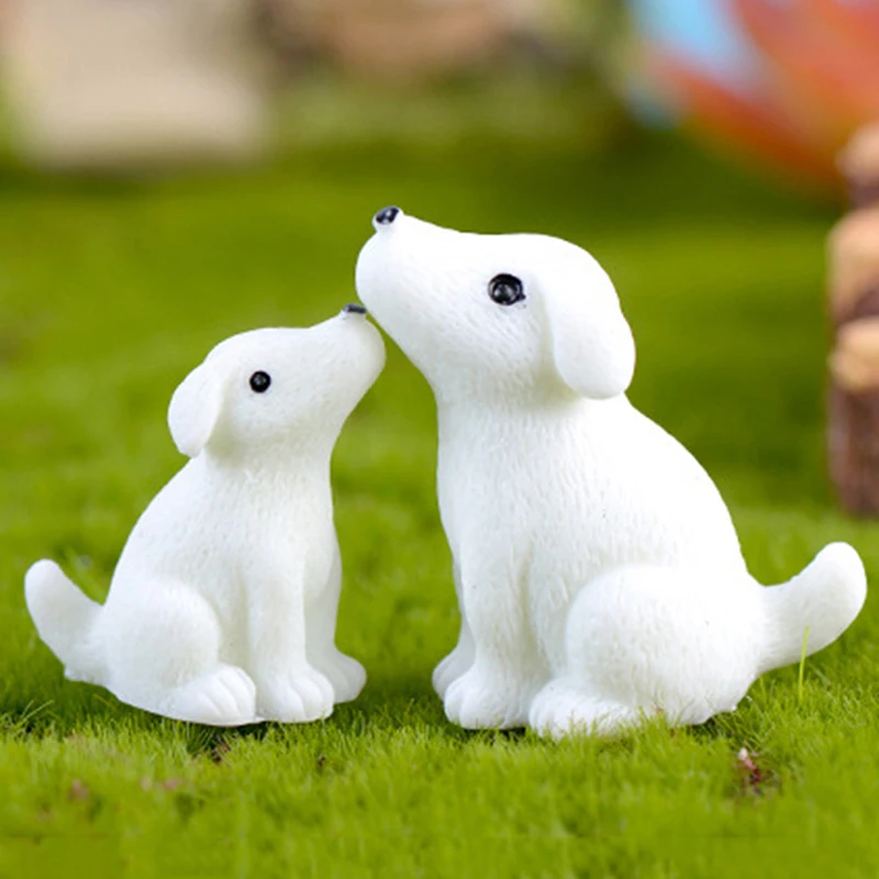 1PC Animals Figurins Micro Landscape Decoration Bonsai Ornaments Cute White bear Dogs Goose Resin Miniatures | Дом и сад