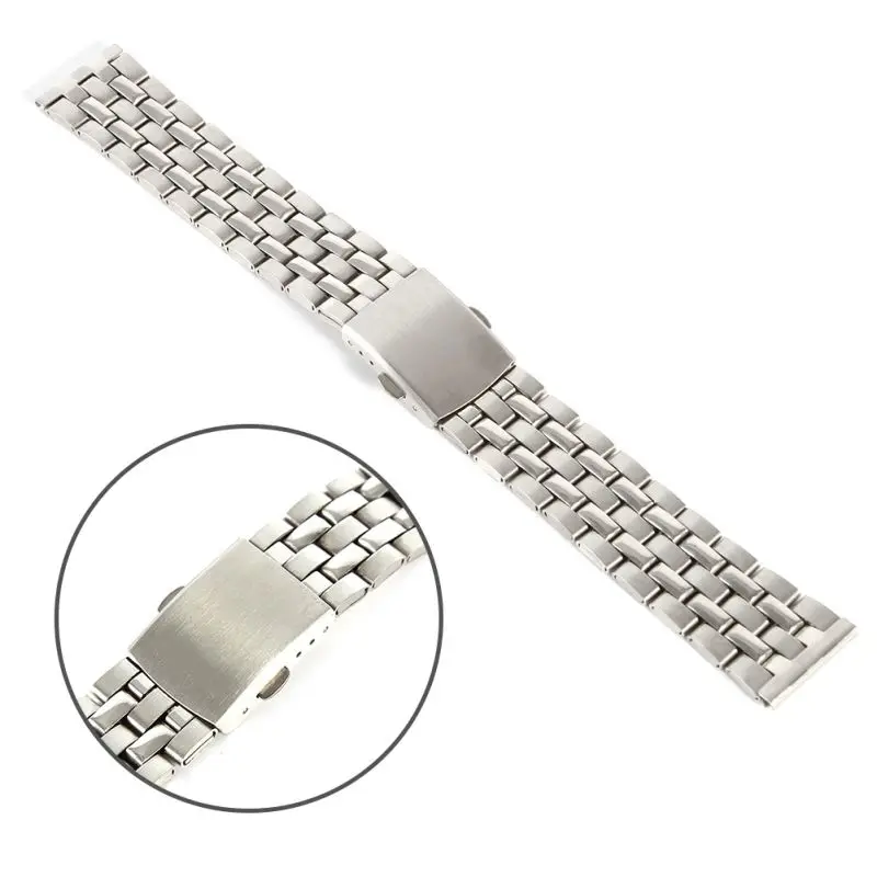

18 20 22mm Five Beads Watchband Classic Stainless Steel Fold Buckle Wristwatch Watch Straps Bracelet Unisex Watch Accessories