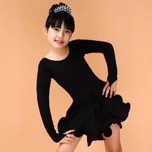 Однотонная одежда для латинских танцев трико волна юбки Disfraz Infantil Сальса платье латина платье-туника для девочек Танго/платье для румбы