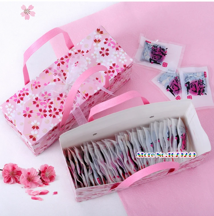 Вишни цветы для ручек Фольга для шоколада Cake Box праздничная подарочная упаковка печенье конфеты коробка для орехов DIY Свадебная подарочная упаковка коробка